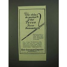 1921 Taylor Instrument Tycos Fever Thermometer Ad