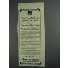 1925 First National Bank Ad - Bank Increase Profits