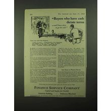 1925 Finance Service Company Ad - Cash Dictate Terms