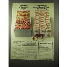 1975 Gaines Prime Dog Food Ad - Five Years Free Meat