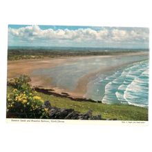 SAUNTON SANDS and BRAUNTON BURROWS, DEVON, used postcard 1975 stamp =