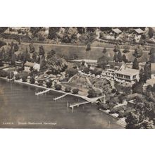 Luzern Strand Restaurant Hermitage Switzerland RPC Postcard