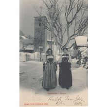 Adelboden Kirche Switzerland Costume Fashion Old Postcard