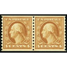 495, Mint VF NH 4¢ Coil Pair Very Well Centered! -*- Stuart Katz