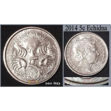 Australia 2014 5c Echidna ~ 'No SD' - Circulated [1b1]