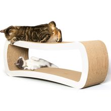 Petfusion Jumbo Cat Scratcher Lounge, White. 39 X 11 X 14 Inch 4 Cardboard Scrat