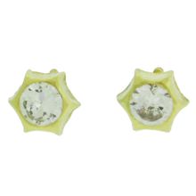 14K Solid Yellow Gold Star Shape Screw Back 5 mm CZ Stud Bezel Set Earrings