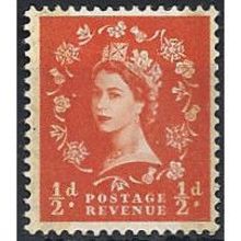 1957 SG561 1/2d Orange-Red Wilding with Graphite Lines Unmounted Mint . ..