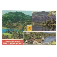 multiview, TROSSACHS, SCOTLAND used postcard by Dennis 1985 postmark #