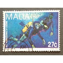 Malta - 1998 Year of the Ocean - 27c Scuba Divers - Fine Used