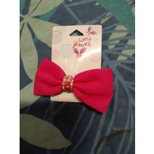 girl hair piece pink bow clip