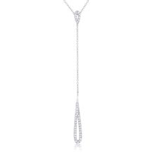 Chrisette 0.4ct CZ Rhodium Classic Drop Lariat Necklace