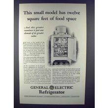1928 General Electric Refrigerator Ad - Food Space!