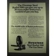 1974 Firestone Steel Radial 500 Tire Ad - Extra Miles