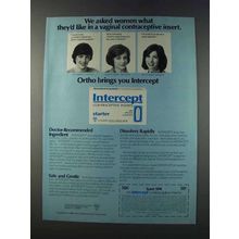 1981 Ortho Intercept Contraceptive Inserts Ad - Women