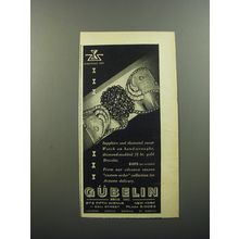 1956 Gubelin Bracelet Watch Ad - Sapphire and diamond cover Watch