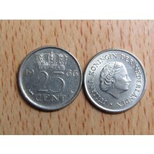 Netherlands 1966 25 Cents Coin
