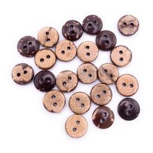 10mm Natural Coconut Shell Buttons Tiny Great For Baby Cardigans Brown 2 hole