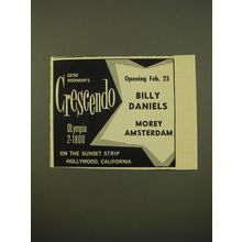 1961 Gene Norman's Crescendo Advertisement - Billy Daniels Morey Amsterdam