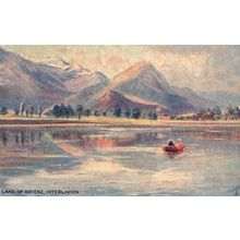 Lake Brienz Interlaken Beautiful Tucks EX Switzerland Boat Oilette Painting Post