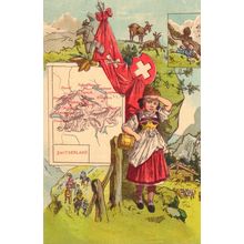 Switzerland Lost Young Girl With Map WW1 Antique Swiss Postcard