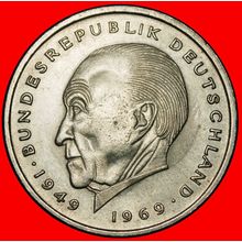 Ⰶ ADENAUER (1876-1967): GERMANY★2 MARKS 1972G I+A+r1! BADEN★LOW START★NO RESERVE