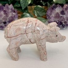 Large Pink Marble Carved Pig Figurine Farm Animal Polished Stone Swine 5" 539g