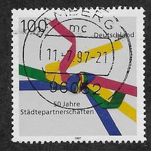 GER 1997 100pf '50TH ANN OF TOWN TWINNING MOVEMENT' FINE USED (EBID54-591)