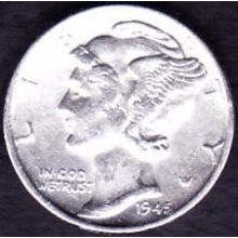 1945 USA 10 Cents Silver Coin Mercury