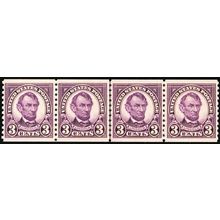 600, Mint XF NH 3¢ Coil Line Strip of Four * Stuart Katz