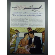 1960 Douglas DC-8 Jetliner Plane Ad - Vacationers