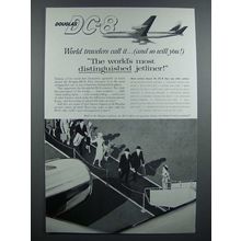 1960 Douglas DC-8 Jetliner Plane Ad - World Travelers