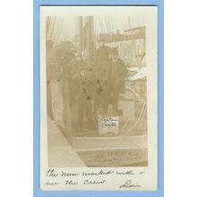 New Jersey Atlantic City Real Photo RPPC Men On Sailboat Alberta In Dock O~729