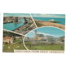 multiview, GREAT YARMOUTH, NORFOLK used vintage postcard by J Salmon. 1976 pm =
