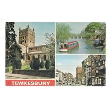 multiview, TEWKESBURY, GLOUCESTERSHIRE used postcard by E T W Dennis, 1983 pm /