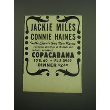 1949 Copacabana Club Ad - Jackie Miles Connie Haines In the Copa's Gay New Revue