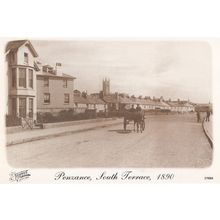 Penzance South Terrace Cornwall in 1890 Victorian Horse & Cart Postcard