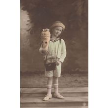 Edwardian Child With Giant Toy Ice Cream Cornet Old Postcard
