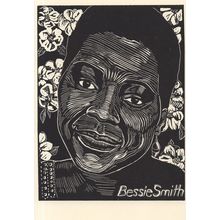 Bessie Smith Blues Singer Linoleum Cut Rare 1980s Painting Postcard