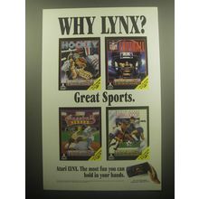 1993 Atari Lynx Video Game System Advertisement - Why Lynx? Great Sports
