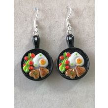 Fun Breakfast Saucepan Earrings Silver Plated Hooks