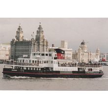 Colour Postcard - TSMV Snowdrop - Mersey Ferry passing the Royal Liver building