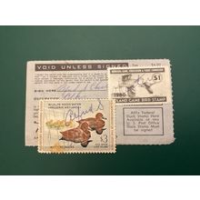 ICOLLECTZONE US RW27 Duck stamp 1960 & Nebraska Hunting stamp on license bright