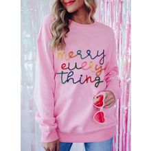 Peach Blossom Merry Every Thing Glitter Slogan Sweatshirt