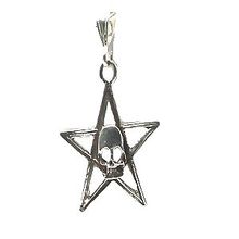 Sterling Silver Skull on 5 point Star Pendant