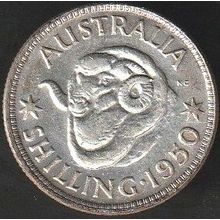 1950 Australia 1 Shilling Silver Coin