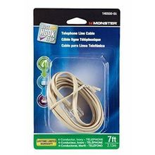 Monster Cable Telephone Line Cable Modular 4 Conductor 7 ' Ivory Carded