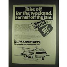 1978 Allegheny Airlines Ad - Take Off for the Weekend