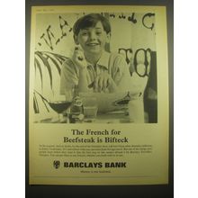 1966 Barclays Bank Ad - The French for Beefsteak is Bifteck