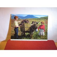 TURF CUTTING, CONNEMARA, Co. GALWAY, IRELAND postcard by John Hinde 1964 pm =